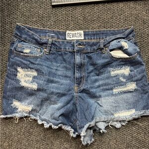 Rewash Frayed Denim Blue Shorts